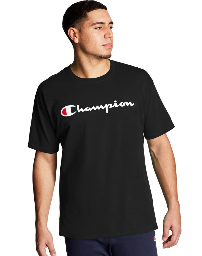 Champion T-Shirt Heren - Zwart - Graphic Jersey Script Logo ( 923607-LAI )